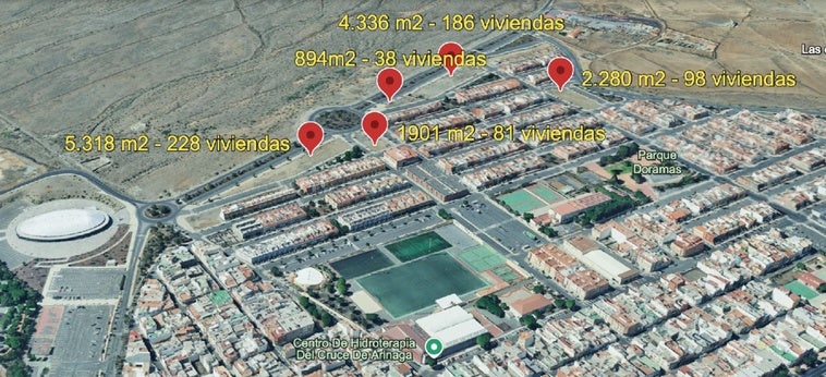 Ubicación de las 631 viviendas en el Cruce de Arinaga, previstas en las segunda fase.