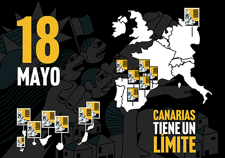Mapa de las manifestaciones en Canarias, Península y Europa.