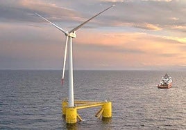 Imagen de un prototipo de aerogenerador marino.