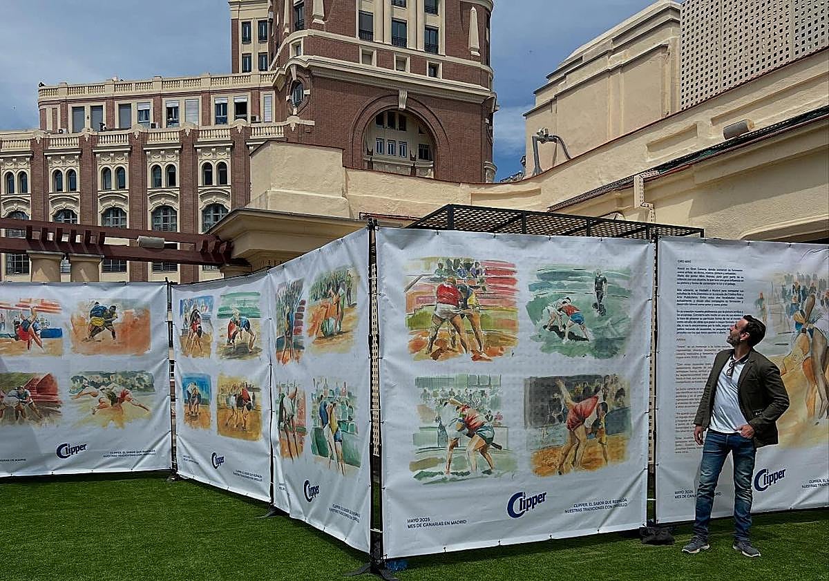 Imagen principal - La lucha canaria conquista Madrid con el sabor de Clipper