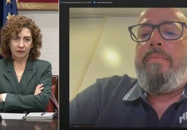 La enfermera Apolonia Ana Rosales y el cuidador Javier Domínguez Sánchez, en su intervención telemática en el Parlamento canario.