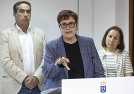 De izquierda a derecha, Francis Candil, Candelaria Delgado y Concepción Ramírez, este martes en Tenerife.