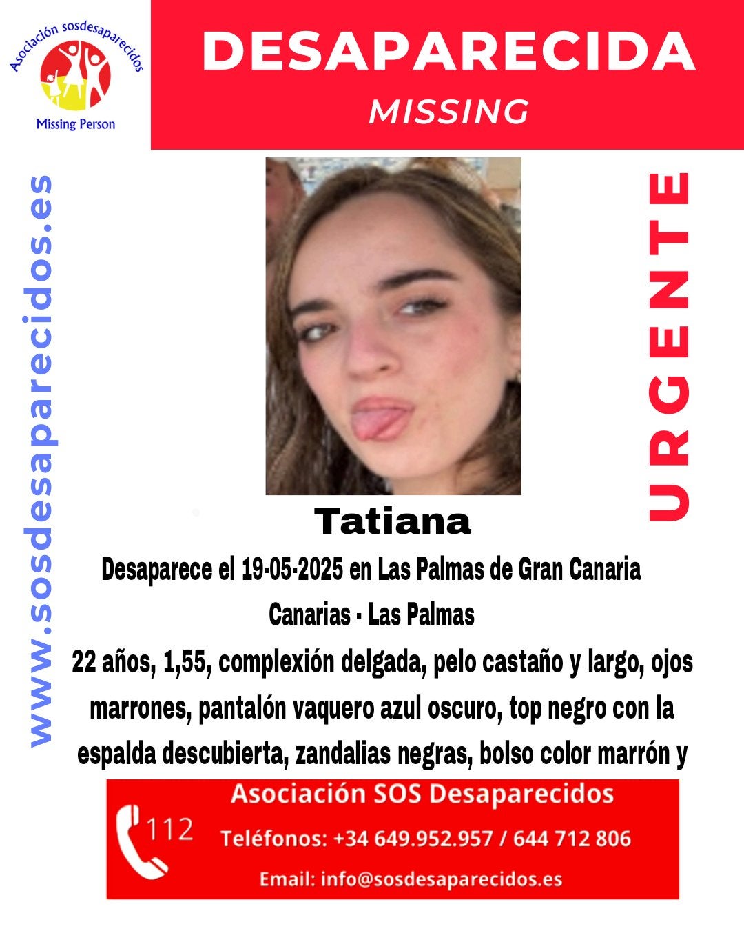 Buscan a Tatiana Medina Gómez, desaparecida en Las Palmas de Gran Canaria este lunes 19 de mayo