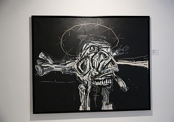 'Crucifixión' (1959). Óleo sobre lienzo, 131x163 centímetros, de Antonio Saura, presente en la muestra de la Fundación.