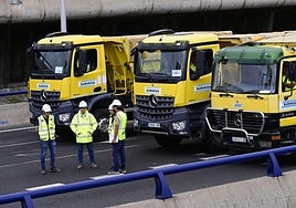 Las imágenes de la prueba de carga del viaducto del Guiniguada