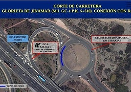 El Cabildo inicia este martes la reparación de las fisuras en la rotonda de Jinámar junto al Centro Comercial Las Terrazas