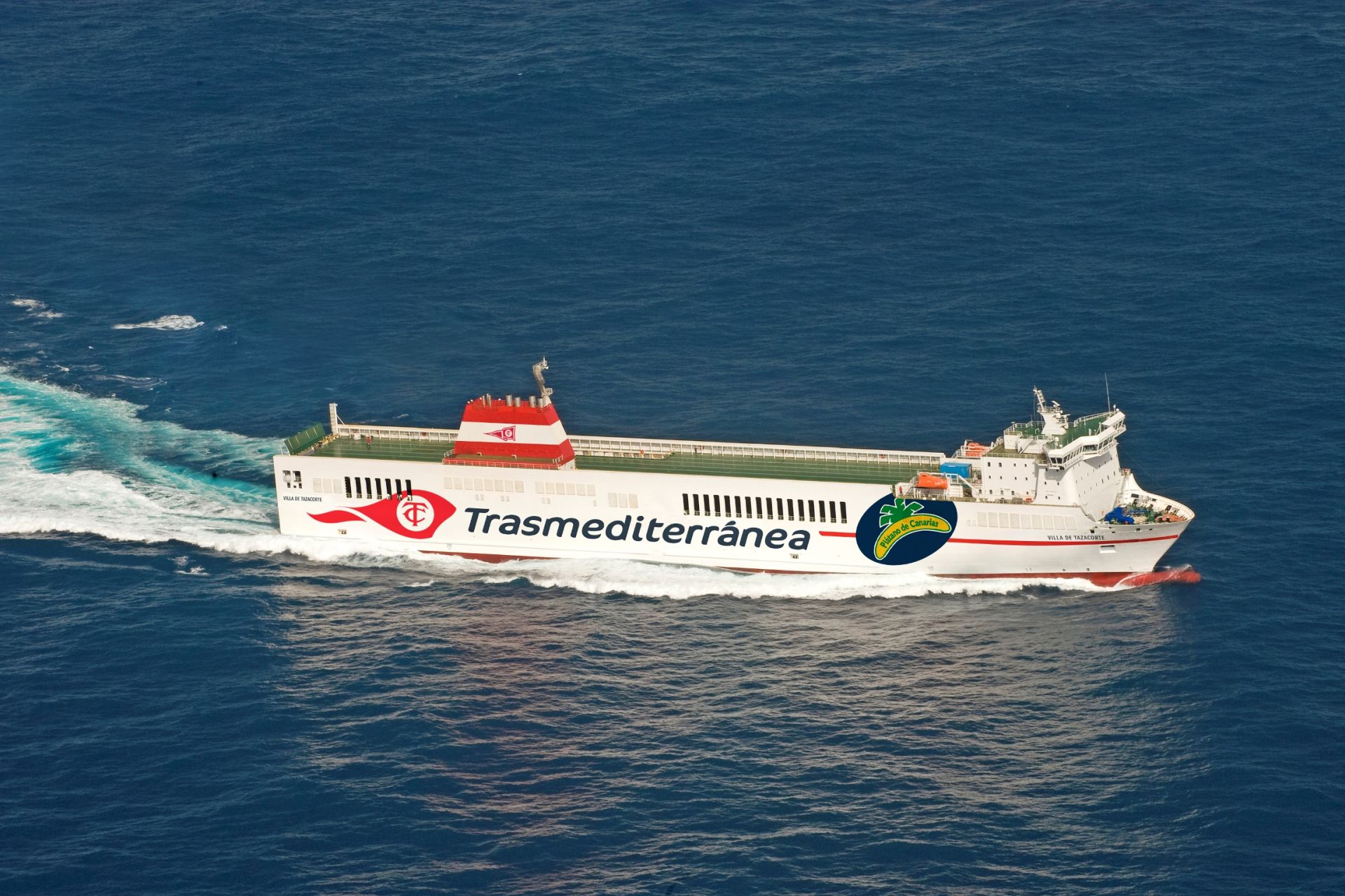 El Villa de Tazacorte, el mayor mercante de la fota española de Transmediterránea, utilizará el biocombustible de Moeve.