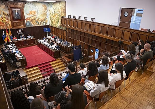 Alumnos del instituto Alonso Quesado acudieron al pleno del Cabildo.