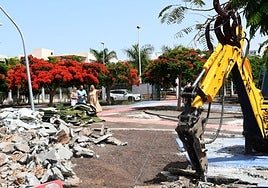 Un momento de la visita a las obras en el parque.