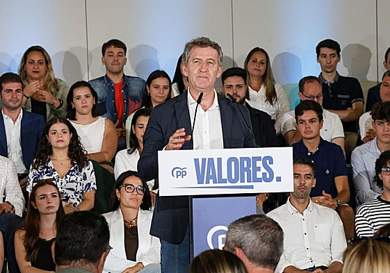 Alberto Núñez Feijóo, presidente del Partido Popular, este jueves en un acto del PP en la capital grancanaria.