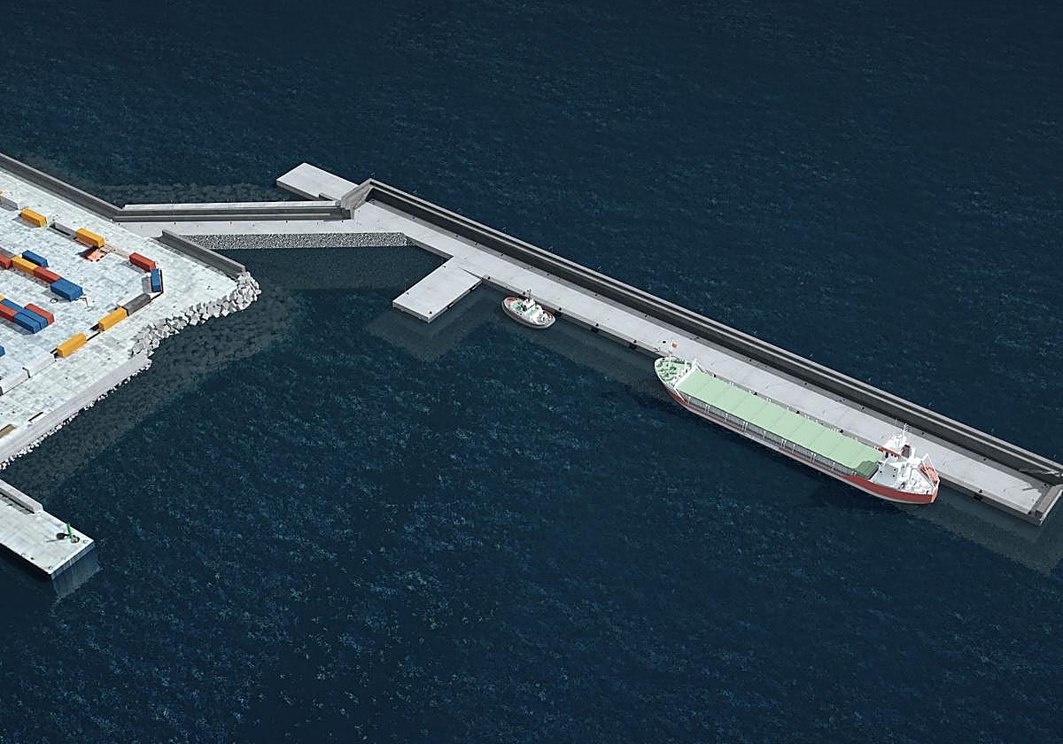 Así quedará el nuevo dique del puerto de la capital de Fuerteventura destinado al tráfico de barcos de combustible.