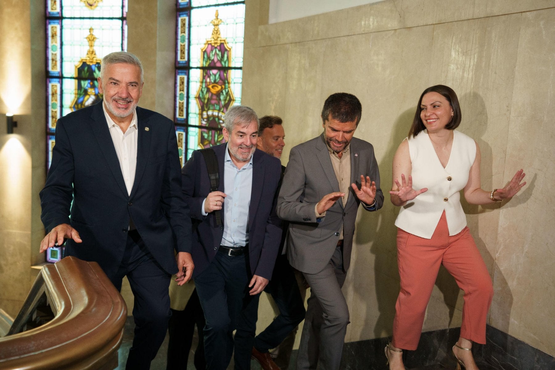 De izquierda a derecha, Lluís Serra, Fernando Clavijo, Francisco García y Migdalia Machín, este miércoles.