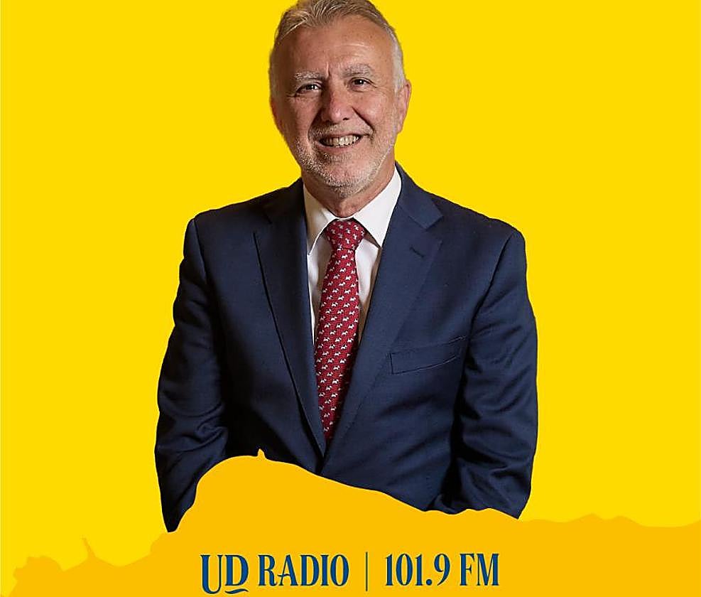 Cartel de la participación de Ángel Víctor Torres en UD Radio, este viernes en directo.