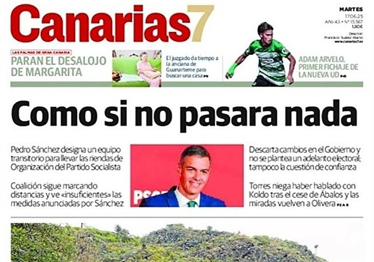 Portada de CANARIAS7, destacada este martes por Carlos Alsina en su programa Más de uno