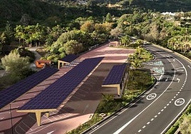 Así quedarán las placas en el aparcamiento del Jardín Canario, otro proyecto impulsado por el CIE, no con estas ayudas.