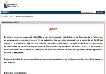 Decenas de servicios del Gobierno de Canarias siguen bloqueados sin «previsión de solución»