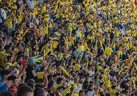 Detalle de aficionados de la UD en el Estadio de Gran Canaria.