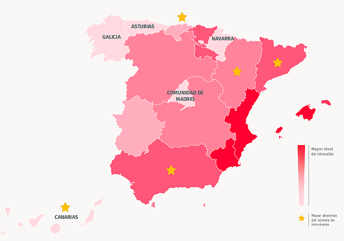 Mapa de percepción de seguridad por regiones.