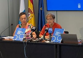 Carmen Nieves Pérez, coordinadora de la comisión de realidad educativa del Consejo Escolar de Canaria (CEC, i), y Natalia Álvarez, presidenta del CEC.