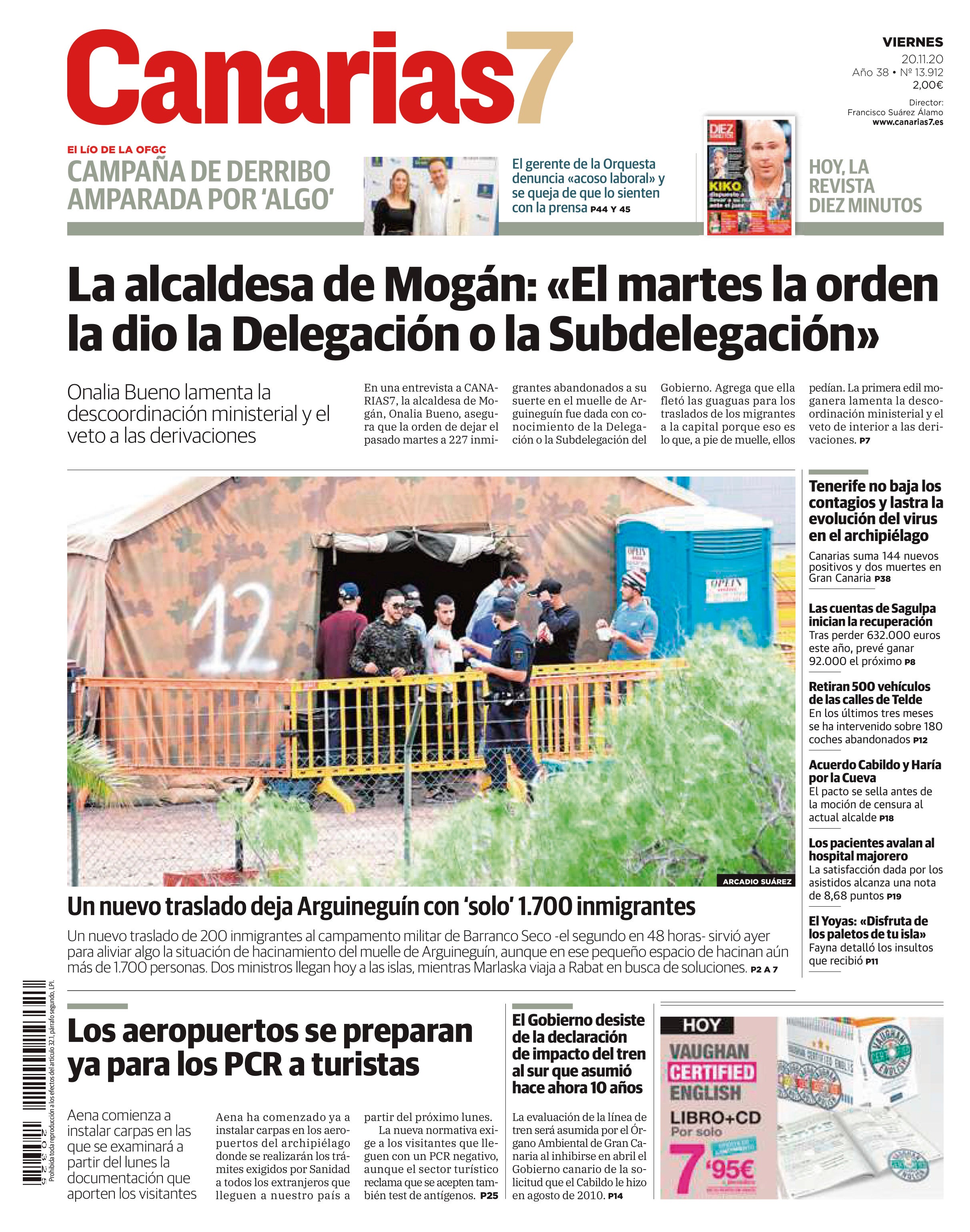 Las portadas que señalaron el campamento de Arguineguín