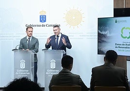 El consejero regional Mariano Hernández Zapata y el presidente lanzaroteño, Oswaldo Betancort.