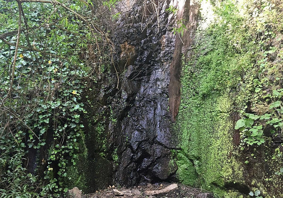 La foto tiene años, de cuando un hilo de agua mojaba los caideros del barranco.