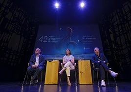 Jorge Perdigón, Migdalia Machín y Horacio Umpiérrez, en la rueda de prensa de este lunes.