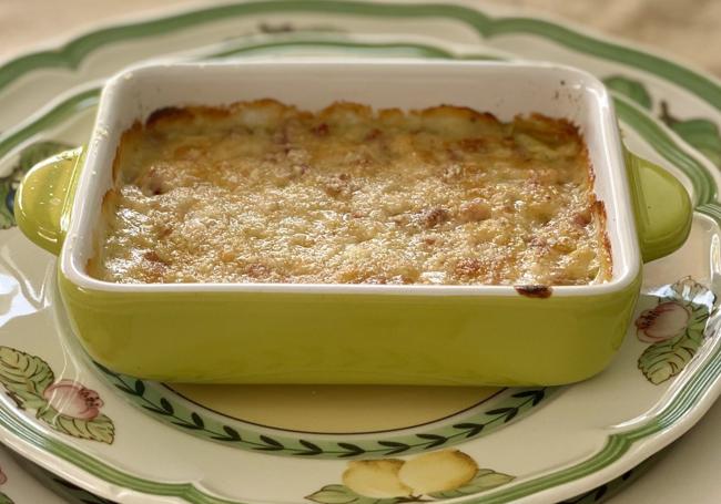 Gratinado de calabacín con jamón