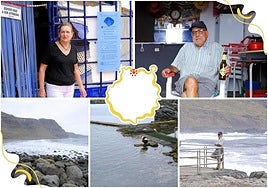 Dos mujeres disfrutan de las vistas de la playa de San Felipe.