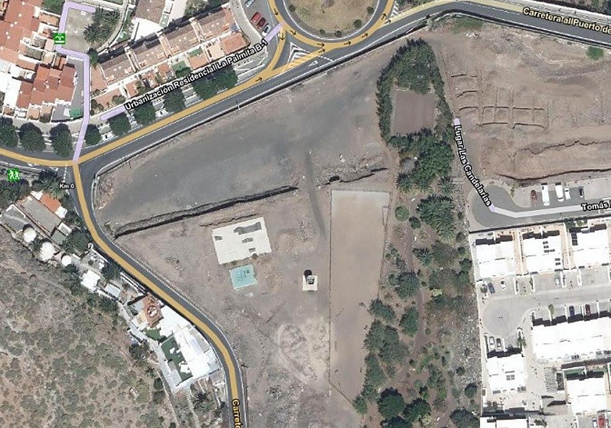 Espacio donde se ubicará el parque urbano de Las Candelarias, en Agaete.