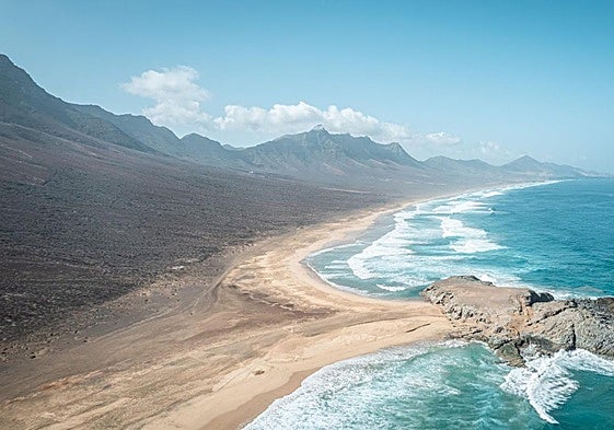 Vista aérea de la playa de Cofete
