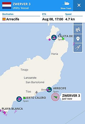 Mapa de la posición actual del remolcador.