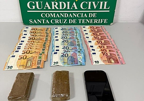 Droga y dinero incautado en Tacoronte.