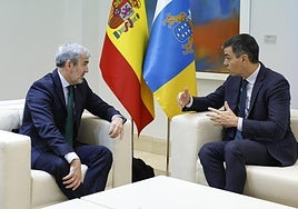 Imagen de archivo (octubre de 2024) de los presidente Fernando Clavijo y Pedro Sánchez, en el Palacio de la Moncloa.