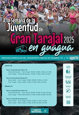 Cartel con horarios.