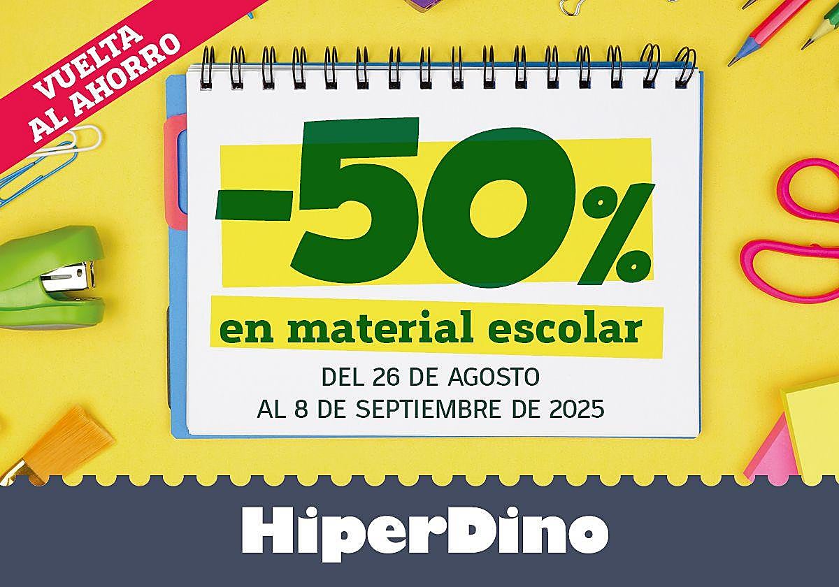 HiperDino arranca hoy su campaña especial de vuelta al cole con descuentos del 50% en cupones por la compra de material escolar