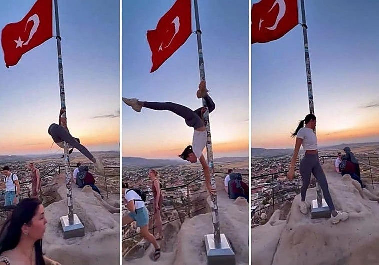 Una turista se enfrenta a una pena de cárcel por hacer pole dance en una bandera en Turquía