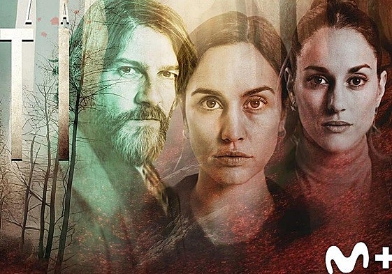 Cartel promocional de la seria con Félix Gómez, Megan Montaner y SIlvia Alonso.