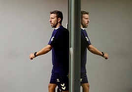 Luis García, a la entrada de la rueda de prensa.