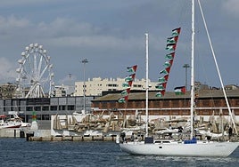 Uno de los barcos de la flotilla, en Barcelona.