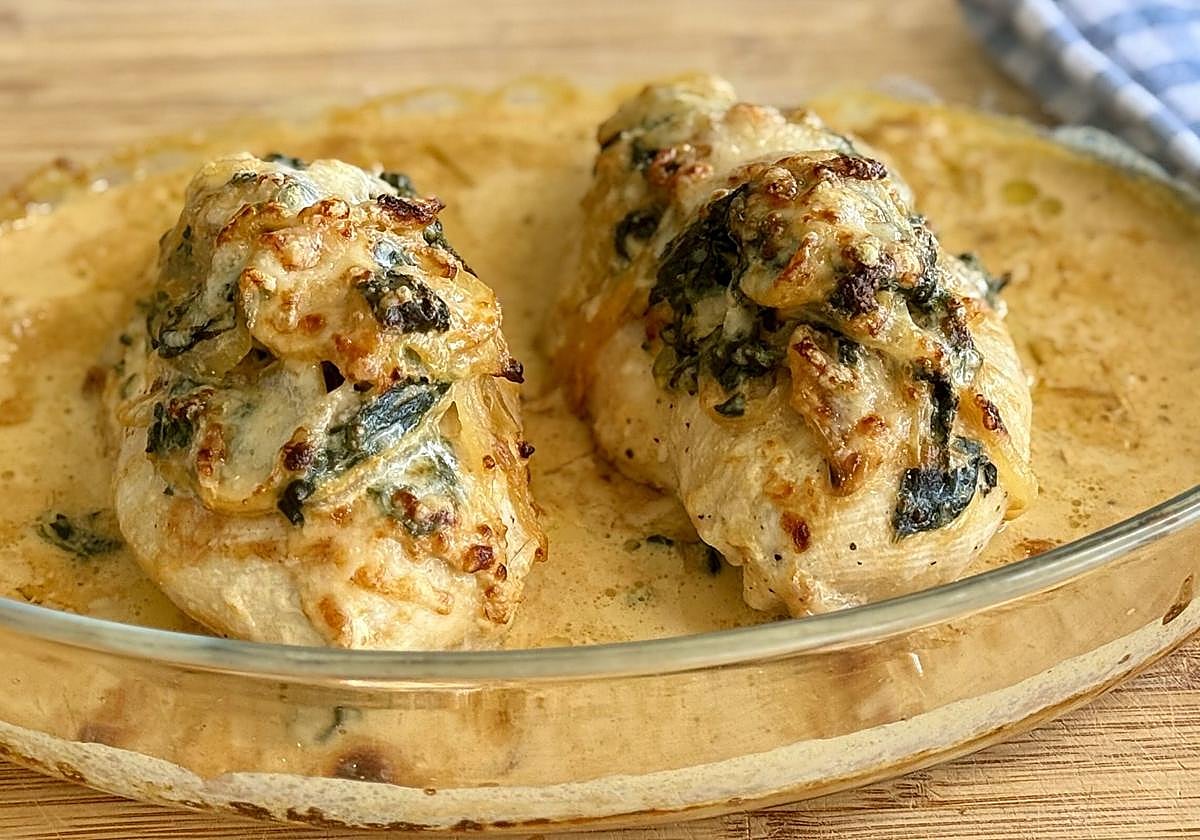 Pollo a la crema de espinacas