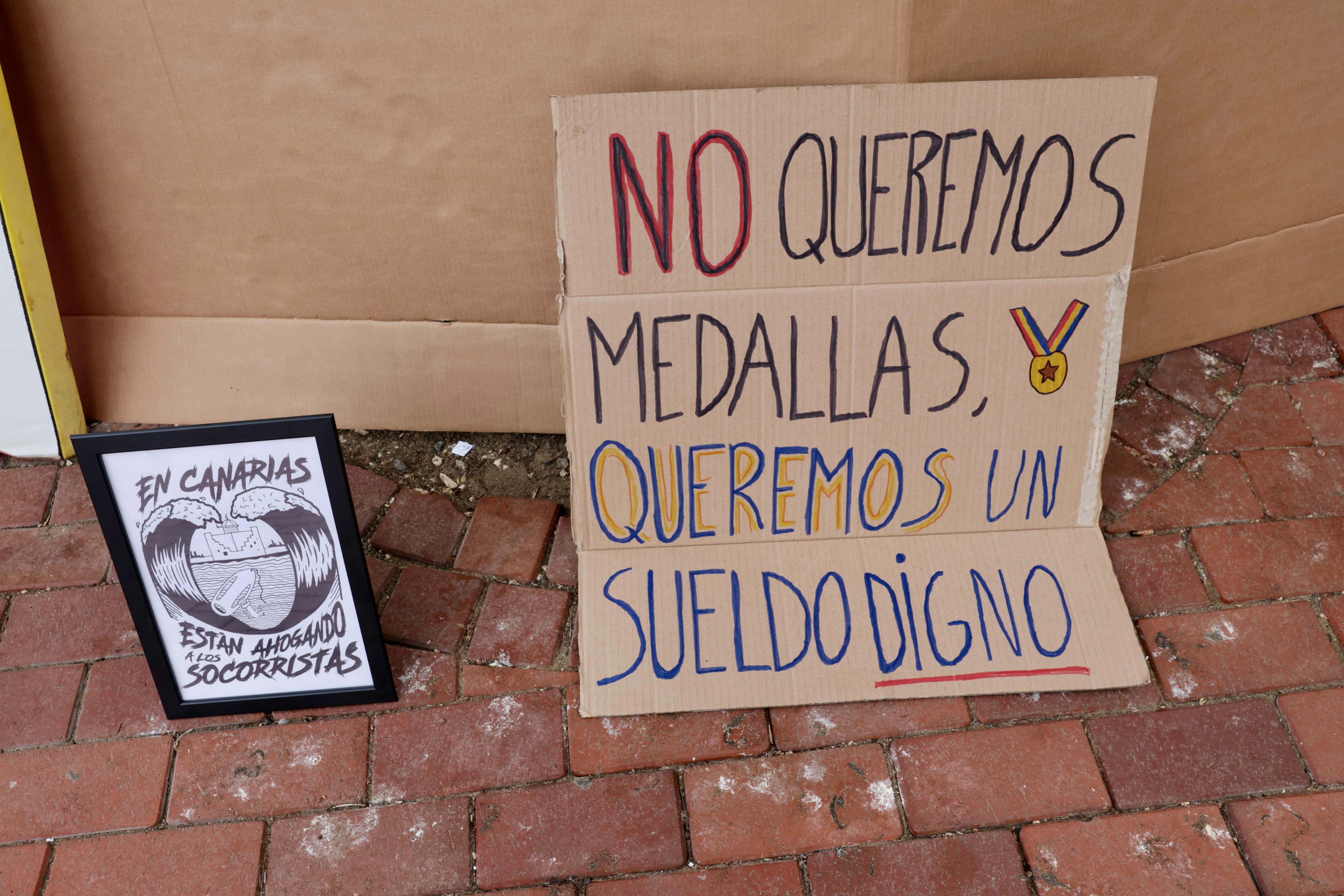 Protesta de los socorristas en Las Palmas de Gran Canaria
