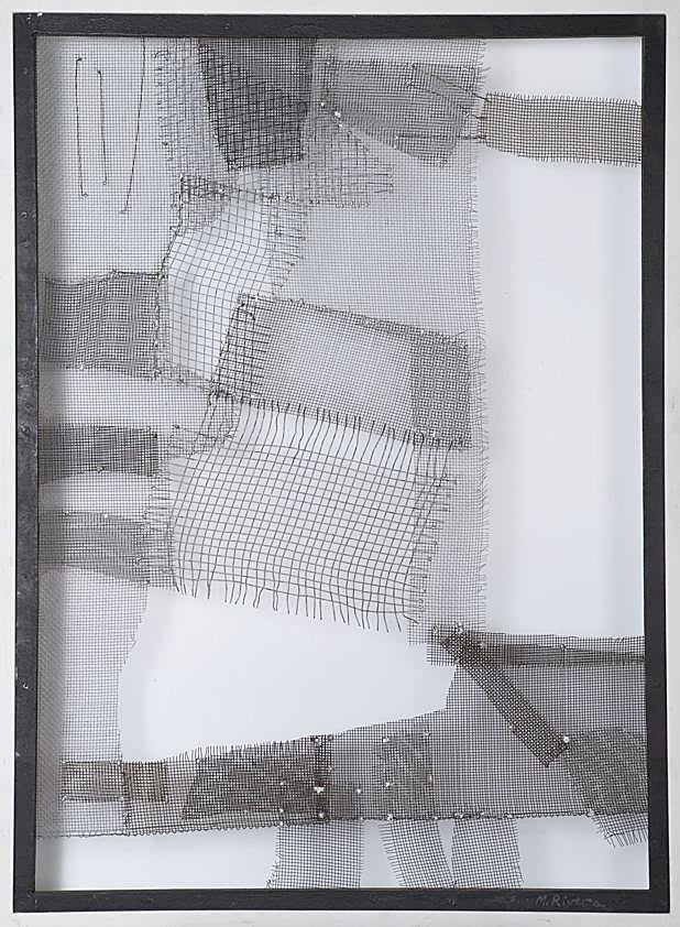 'Composición 8'. Tela metálica, alambre, y metal sobre bastidor, h. 1957, de Manuel Rivera.