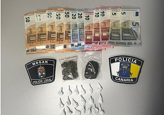 Sustancia y dinero incautado en la detención.