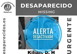 Imagen del cartel tras localizar a Kilian D.H.