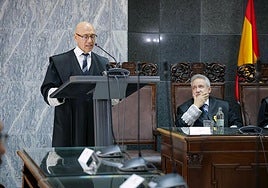 Miguel Ángel Parramón i Brecolat ofrece su discurso tras tomar posesión como nuevo presidente de la Audiencia Provincial de Las Palmas.
