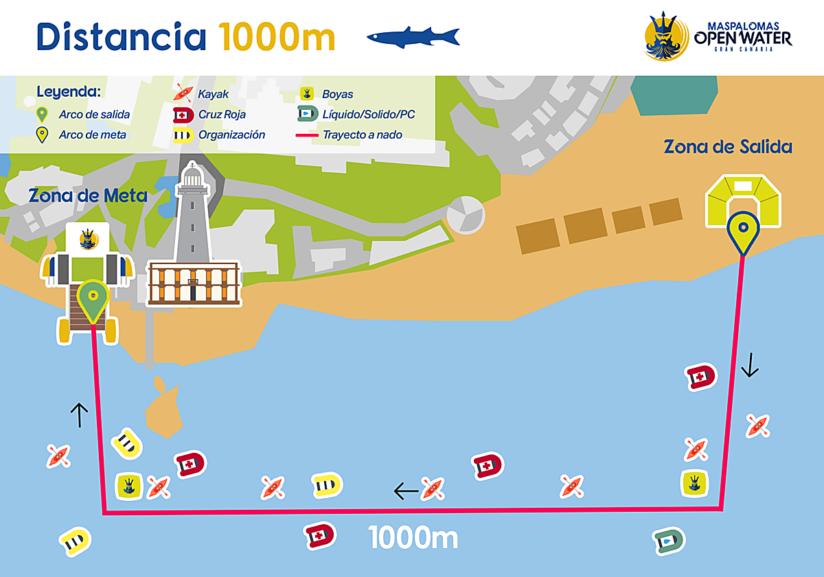 Imagen principal - El desafío de la Travesía Maspalomas Open Water Gran Canaria atrae a 330 nadadores