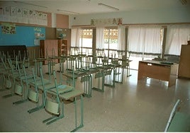 Imagen de archivo de un aula vacía.