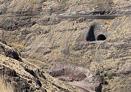 Obras que se están ejecutando en el barranco de La Palma.