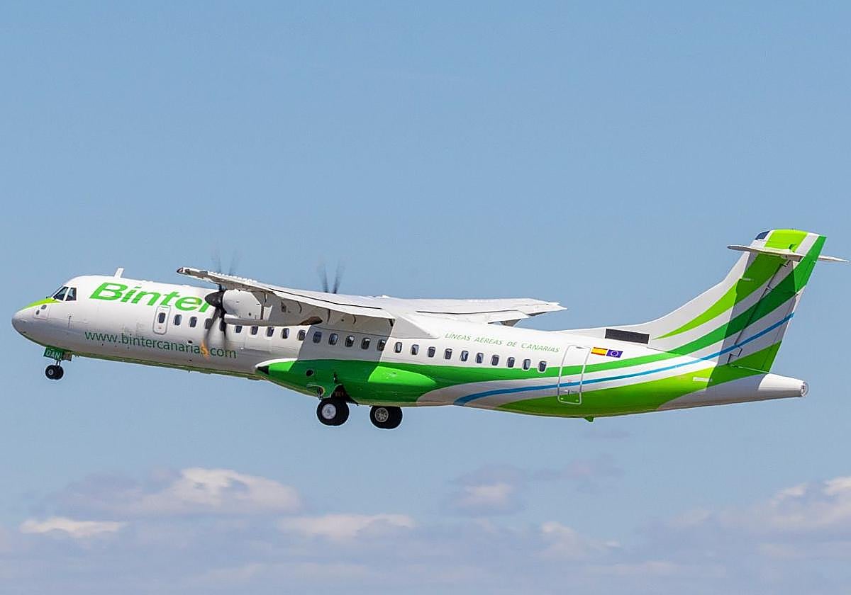 Imagen de una aeronave ATR de Binter.